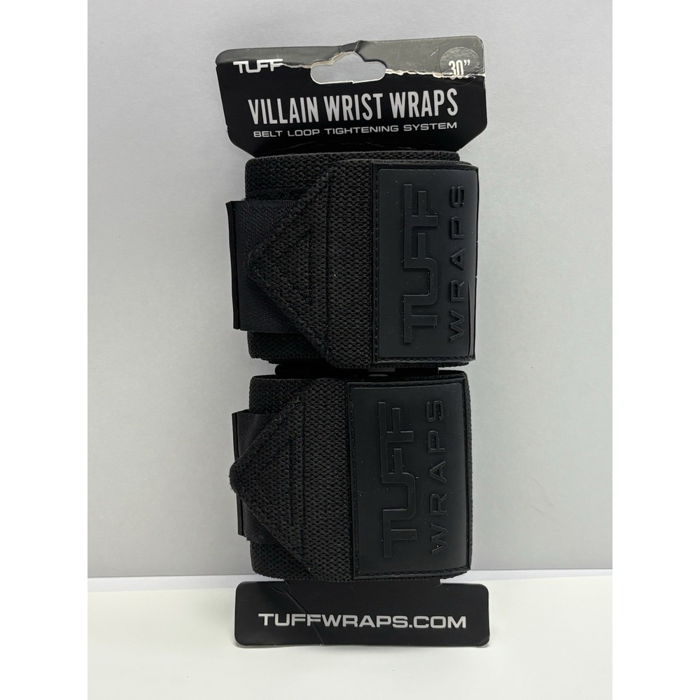 TUFF Villain Wrist Wraps 30" Weightlifting Gym Support Black Pair New